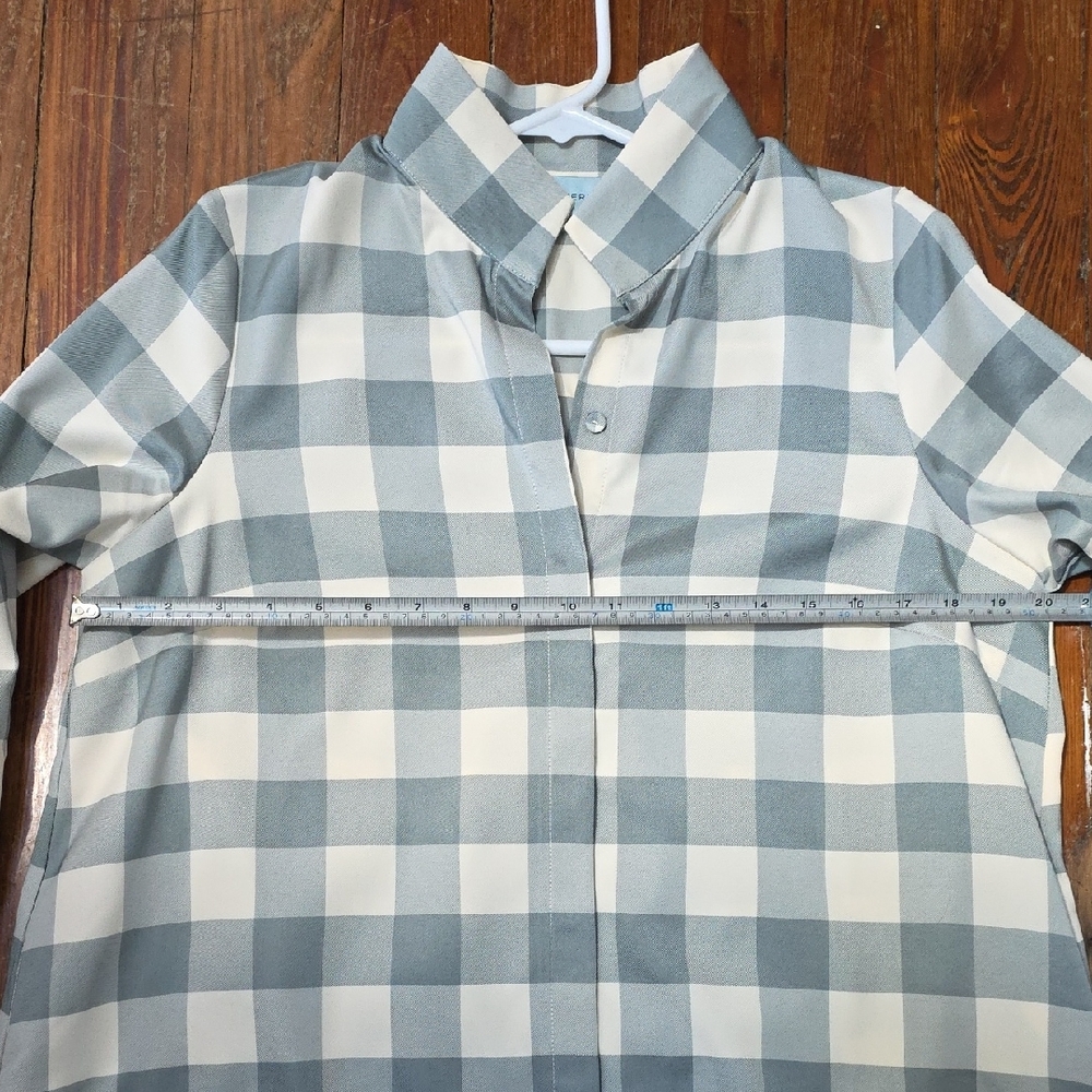 Tuckernuck Sage Green and Cream Checked Shirt Dress - Picture 2 of 6